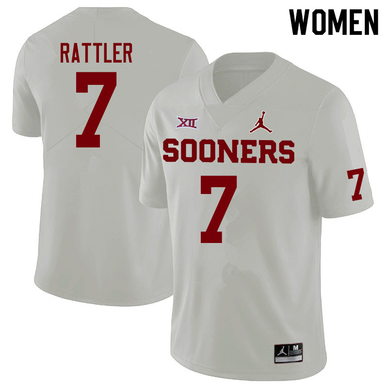 Jordan Brand Women #7 Spencer Rattler Oklahoma Sooners College Football Jerseys Sale-White - Click Image to Close